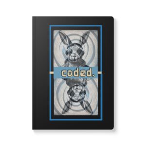 Cover image of coded. softcover writing journal from Holerabit featuring symbolic spiral design
