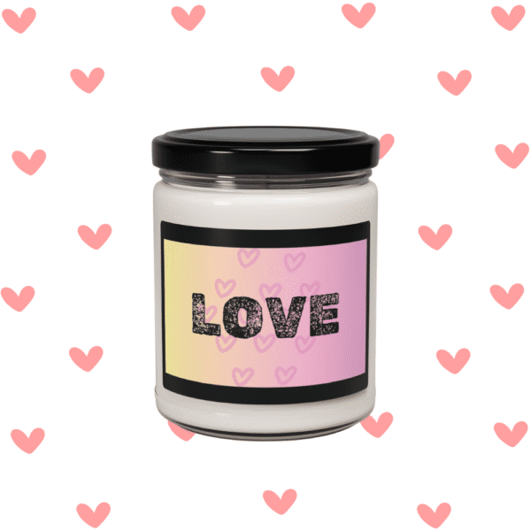 love Self ExpresScents™ candle in black glass with blush rose label