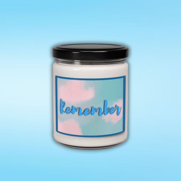 remember Self ExpresScents™ candle with grey label on black jar