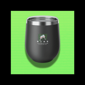 wine truth tumbler with green code and clinking glasses