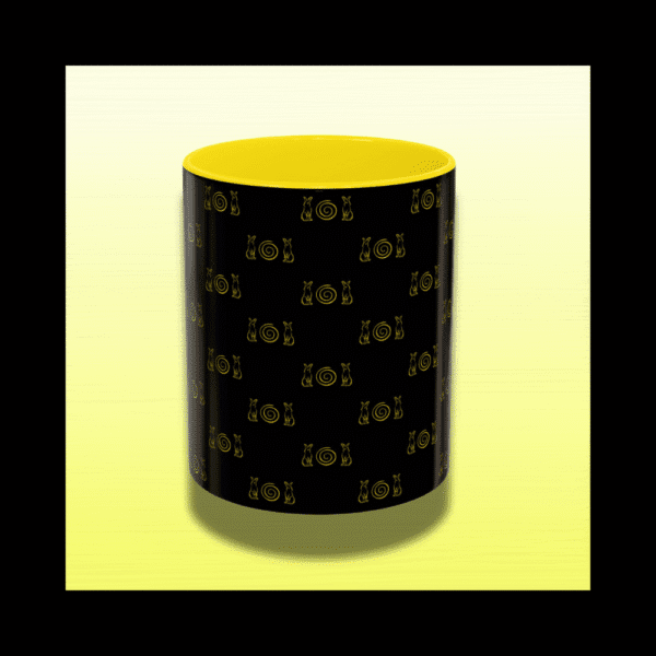 truth sipping mug with spiral-coded glitch art design truth sipping mug with spiral-coded glitch art design
