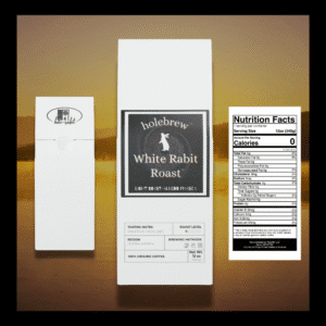 Spiral-coded light roast coffee bag with white packaging