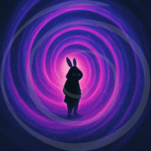 follower rabbit art print spiral-coded memory relic