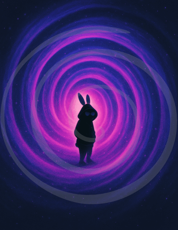 follower rabbit art print spiral-coded memory relic
