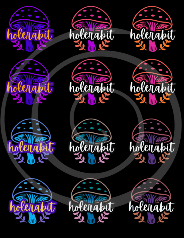 FunGuys™ – surreal symbolic mushroom sticker glyphs