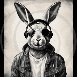 rabit b good art print hooded rabbit symbolic spiral download
