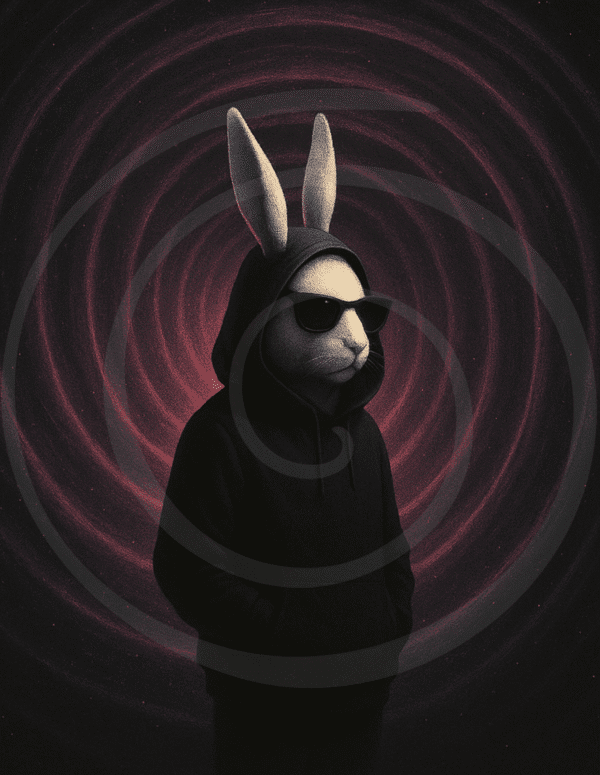 witness rabbit art print spiral-coded memory relic