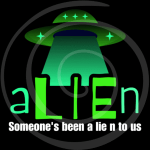 alien art print spiral-coded humor ufo download