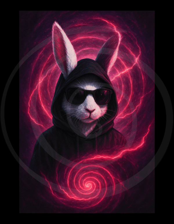 the keeper rabbit art print spiral guardian symbolic relic